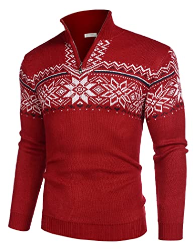 COOFANDY Christmas Knit 3/4 Zip