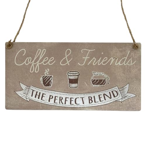Image of Second Ave Coffee & Friends Wooden Hanging Gift Rectangle Home Cafe Friendship Sign Plaque