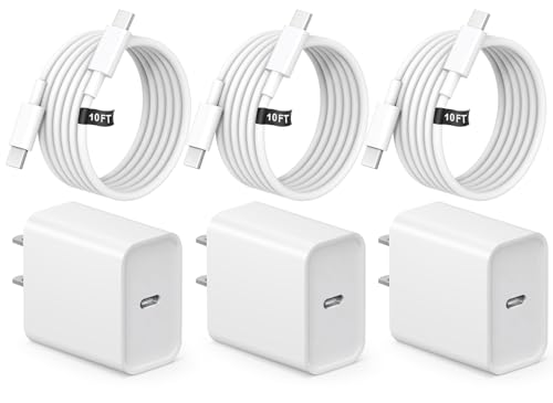 iPhone 17 16 15 Fast Charging 10FT Long USB C Charger Type C Charger 3 Pack Fast Charger USB C for iPhone 17/17 Plus/17 Pro/17 Pro Max/16/16 Plus/16 Pro Max/15/15 Pro Max Samsung