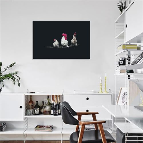 Tableau coq design moderne grand format pour embellir une cuisine