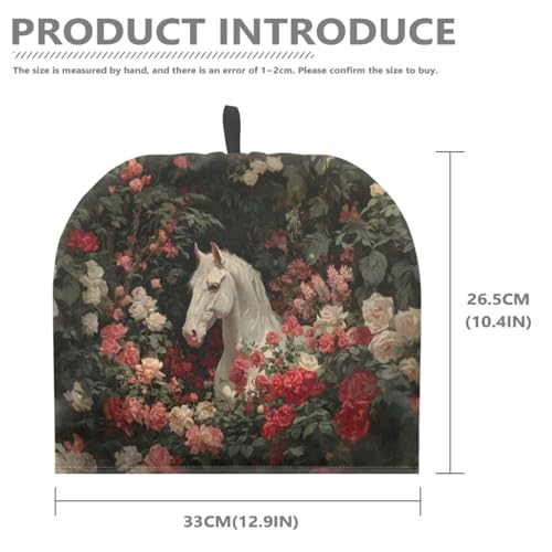 Image of Rose White Horse Print Handmade Tea Cozy Kitchen Home Decorations Teas Cosy Creative Gifts Tea Cozies for Teapot Keep Warm Double Tnsulated Kettle Cover for Office