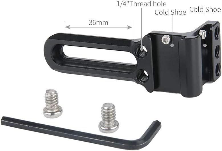 NICEYRIG Right Angle Dual Cold Shoe Mounts Bracket, Cold Shoe Extension Bar with Quick Release NATO Rail, 1/4'' Threads - 376 - Image 4
