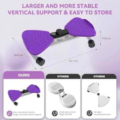 Einstellbare Taille Twister Maschine für Frauen & Männer - geräuschlos Ab Twister Board für Home Gym, 220 lbs Kapazität mit digitaler Anzeige zu verfolgen Zeit,und Kalorien verbrannt(Purple)
