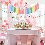 2pcs Boho Tassel Garland,Pom Pom Tassel,6.5 Feet Long 20 Balls Ball Garland,Colorful Wall Hanging Party Decorative Banner Pastel,Home Decoration Wedding Birthday Baby Shower - Image 2