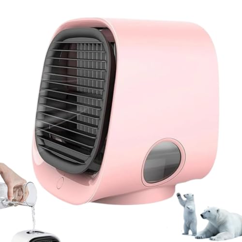 Airabreeze Portable Air Cooling Fan Air Cooling Fan with Water Tank and LED Night Light Rapid Cooling and Humidifying (pink)