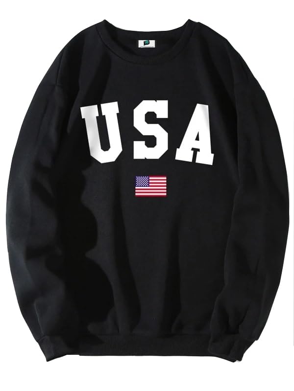 sxv style SXV 'U S A ’ Printed Cool Aesthetic Drop Shoulder Oversized Sweatshirt-picture-26