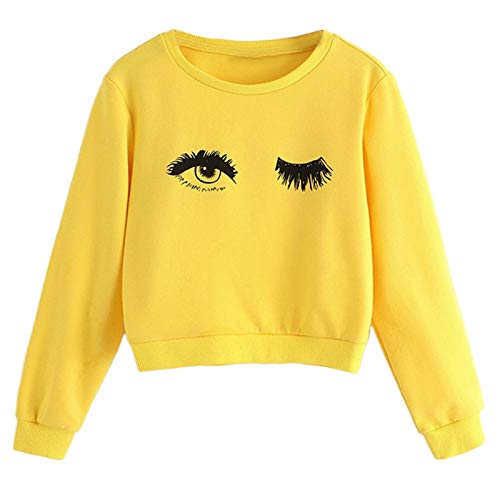 Baby Winter Coat Clothes Jacket,Kids Girls Eye and Eyelash Print Cute Sweatshirts Pullover Tops Clothes Yellow