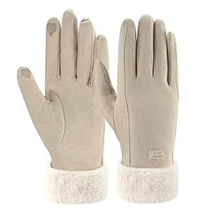 ZASFOU Damen Winter Warm Touchscreen Handschuhe mit Fleece Gefütterte Strick winterhandschuhe für Kaltes Wetter,Beige,M