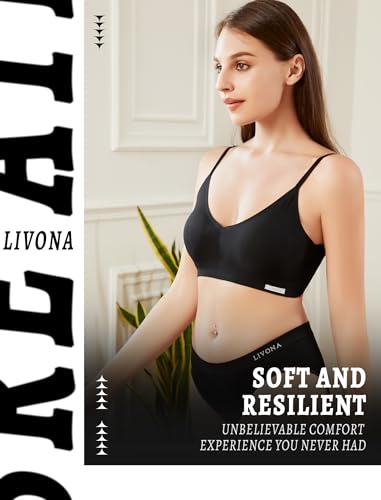 Image of Livona Lace Bralette for Women - Comfort Sports Bra Wireless Padded Bralette with Support Workout Tops Cami Crop S-XXL
