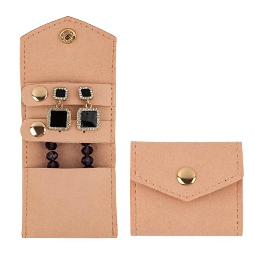 Framendino, 2 Pack Small Velvet Jewelry Pouches Bags Container Mini Organizer Case for Earring Necklace Ring Bracelet (Pink)
