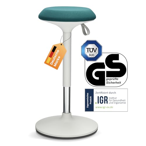 Ergotopia® Dykó ergonomischer Bürohocker - ergonomischer Sitzhocker mit Schwingeffekt - Sitzhöhe höhenverstellbar 56-83 cm - 360° drehbarer Hocker mit dynamischem Standfuß