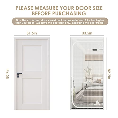 Rehomy Porta de tela para gatos, à prova de arranhões, tela de mosquito, zíperes de dupla face evita