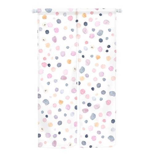 Qinunipoto 暖簾 水玉柄 おしゃれ のれん ロング 幅85cm丈180cm カラードット柄 noren インテリア 出入り口 目隠し おしゃれ すだれ 遮光 部屋 間仕切りカーテン 門カーテン ポリエステル製 オーダー可 簡単取付 四季兼用