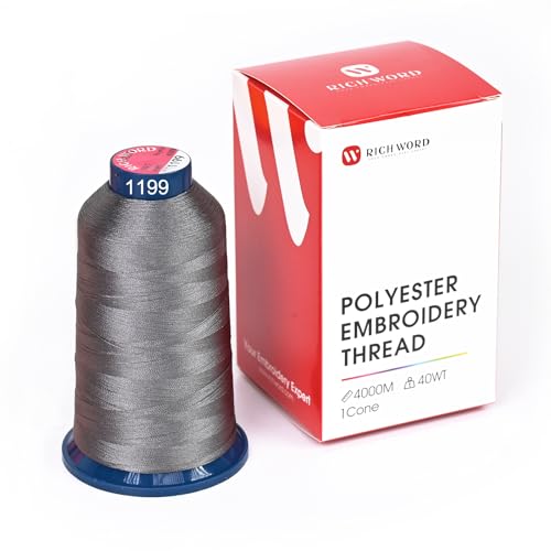 Image of Poolin Polyester Machine Embroidery Thread 4000M 40WT Medium Gray 1199 | Smooth Feeding with Stable Tension for Clean, Consistent Stitching on Home and Commercial Embroidery Machines