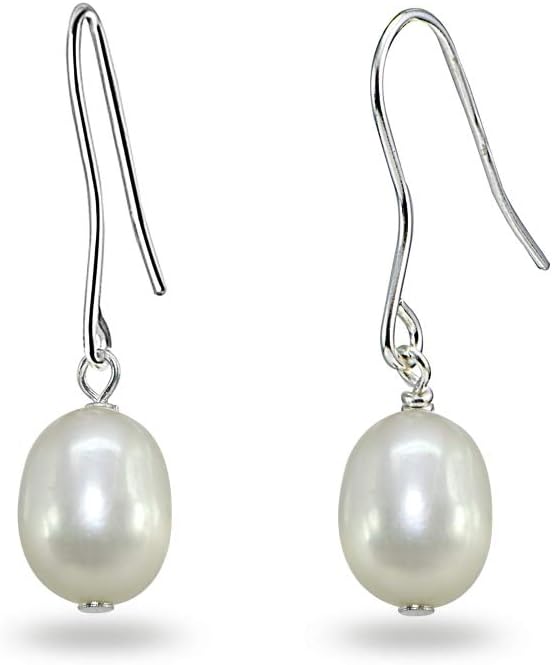 Sterling Silver Baroque Cultured Freshwater Pearl Dainty Drop Dangle Earrings