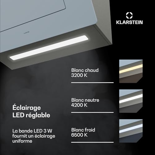 Hotte Aspirante Klarstein SleekAir – Débit 717 m³/h, Évacuation ou Recyclage - vue 7