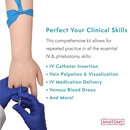 Premium Iv And Venipuncture Training Kit, Practice Phlebotomy Arm For Venipuncture Skills, Phlebotomy Practice Kit, Clinical Nursing Training, 25+ Piece Iv Start Kit, Durable & Realistic, Anatomy Lab #TOP1