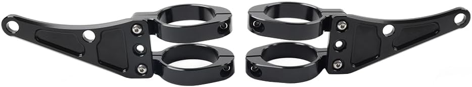 Cnaloo12 1 Pair Black Fork Brackets Headlight Mounting Head Lamp Holder Aluminum 49mm Universal For the motorcycle with 37mm-58mm diameter Fork tubes