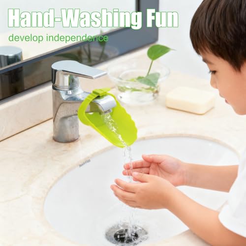 Image of Faucet Extender for Kitchen Sink and Bathtub, Universal PP Kids Hand Wash Faucet Extension Easy Install Toddler Bathroom Accessory (Green)