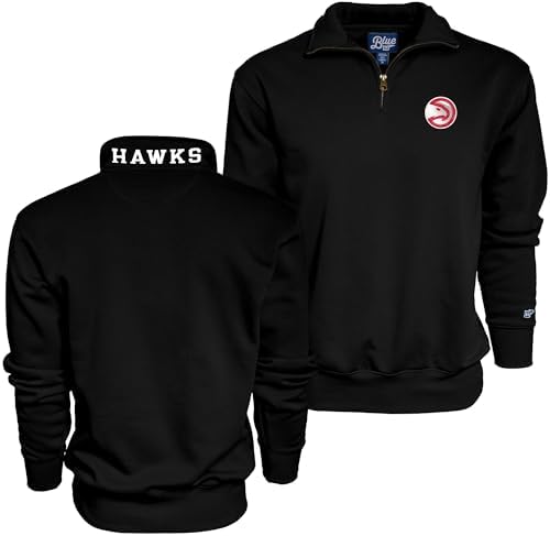 Blue 84 Atlanta Hawks NBA Officially Licensed Quarter Zip Sweatshirt Twill Embro