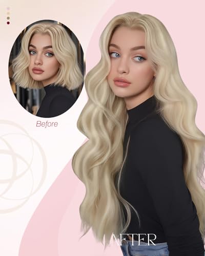 Image of Moresoo Nano Hair Extensions Real Human Hair, Ash and White Blonde, 14 Inch | 50g 50 strands, lightweight nano ring placement, adds buildable fullness for fine hair and everyday styling
