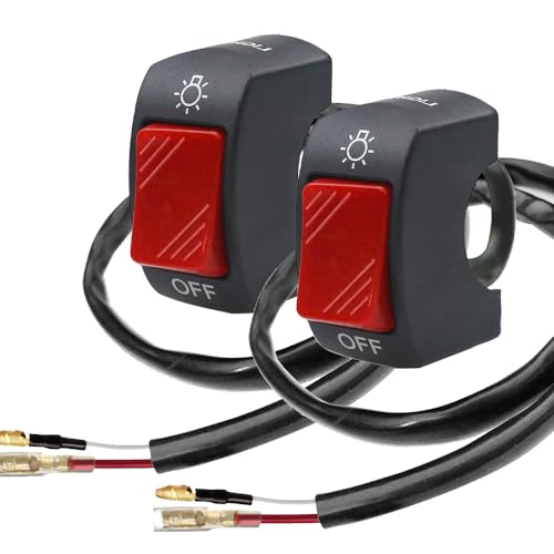 Gebildet 2pièces Interrupteur de Guidon de Moto Interrupteur à Bascule de Guidon avec Bouton Poussoir Marche/arrêt pour Motos U5 U7 U2 Scooter Electrombile Moto-7/8 Pouces 22mm (Rouge)