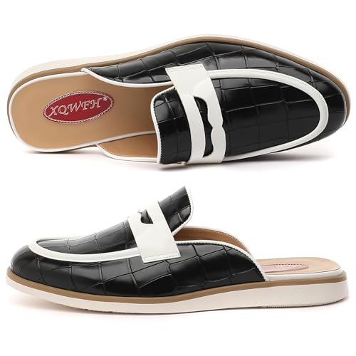 Men's Casual Slip-on Mule Loafer,Mens Fashion Backless Dress Slippers Comfy Lightweight Walking Penny Shoes for Men4