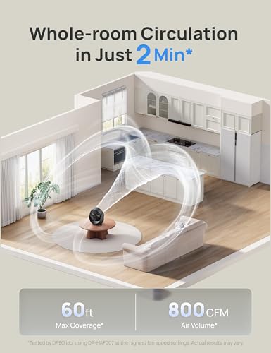 Image of DREO Fan for Bedroom, Table Air Circulator for Whole Room, 11 Inch, 60ft Strong Airflow, 120 adjustable tilt, 20db Low Noise, Quiet, 3 Speeds, Desk Fan for Home,Office, Kitchen