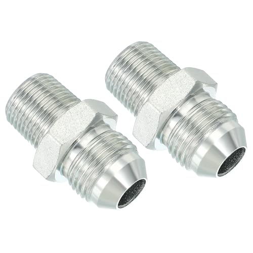Image of PATIKIL Pipe Adapter Connector 3 /4 inch Male 74 Flare JIC x 3 /8 inch Male R Pipe Fitting 2 Pcs Oil Feed Restrictor Fitting Hydraulic Connector for Oil Steam Water Pipelines System