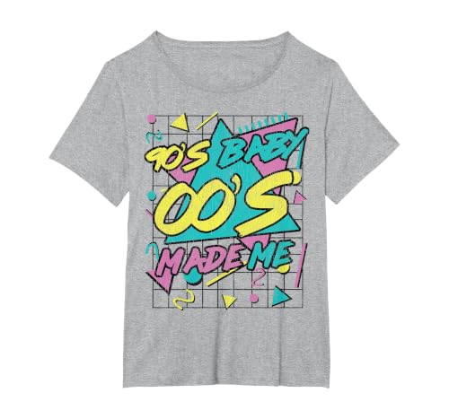 90's Baby 00's Made Me 1990s Vibes 90s Culture T-Shirt, Women's Plus, Heather Grey, 1X