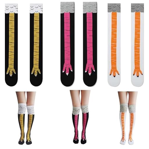 FIUTEKO 3 pares de calcetines de pollo para hombre y mujer – Divertidos calcetines altos de pollo en estilo de dibujos animados 3D – Calcetines 3D divertidos calcetines cosplay y carnaval mordaza idea | Ya disponible en tu tienda friki favorita! En mundofriki.es!