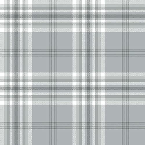 Catherine Lansfield Kelso Check Wallpaper Silver Grey