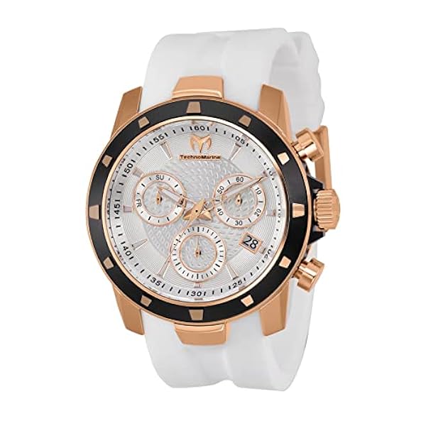 TechnoMarine analog kvartsklocka för män med silikonrem TM-615006, ledig
