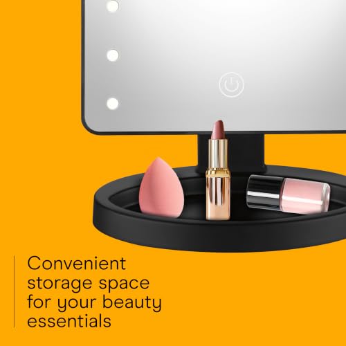 Conair Lighted Makeup Mirror, LED Vanity Mirror with Storage Base, Battery Operated in Black - image 4
