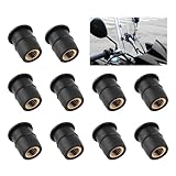 10PCS M6 Well Nuts Fairing Fasteners,Brass+Rubber Well Nut for Motorcycle Fairing Windshield,Universal Motorcycle Accessories/Boat Windshield Fastener for Motorcycle Boat Kayak Canoe (M6)