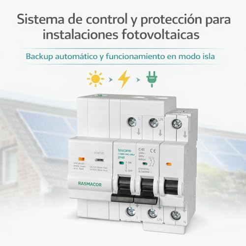 Miniatura 2 de Tóscano 10004923 Combi-Pro-Max-2p40 Backup Y Modo Isla Sistema De Control Y Protección Para Instalaciones Fotovoltaicas Iga 2p 40a 6ka 230vac Con Protección De Sobretensiones