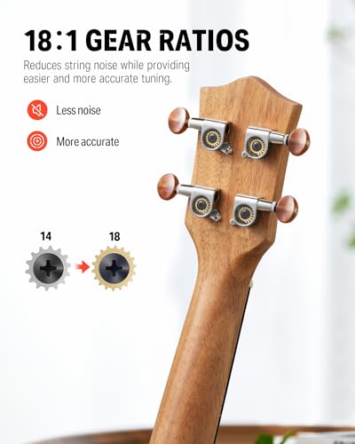 Donner Concert Ukulele Beginner Kit 23 inch Ukelele Mahogany Wood with Free Online Lesson Gig Bag Strap Nylon String Tuner Picks Ukele Ukalalee Bundle Pack DUC-200