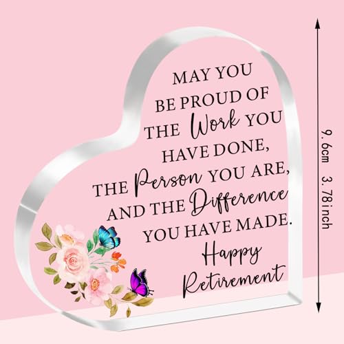 Heart-Shaped Acrylic Retirement Plaque - Perfect Gift for Women - Image 2