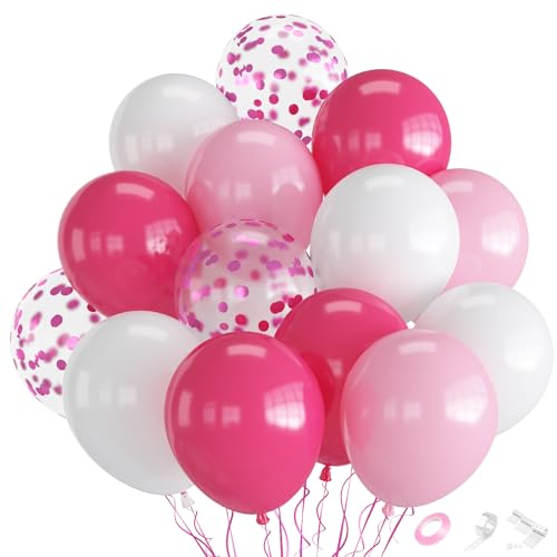 Image of Pink and White Balloons, 70-pack Pink Balloons for Birthday Wedding