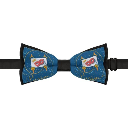 GoasNei Happy Purim Day Jewish Carnival Bow Tie for Men Adjustable Necktie Funny Tie Neck Ties for Weddings Party