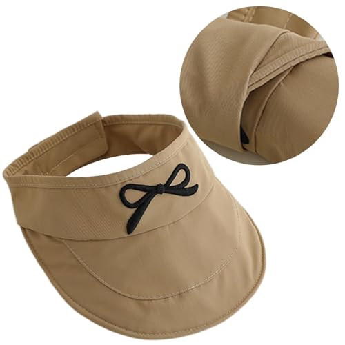 Baseball Cap, Kids Wide Brims Empty Top Hat Quick Drying Hat Adjust Head Size Sun Hats with Embroidery Bowknot Khaki(Purple)2