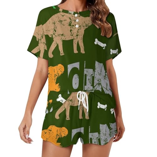 Pyjama dinosaure femme manches courtes pour soirées cocooning d'été
