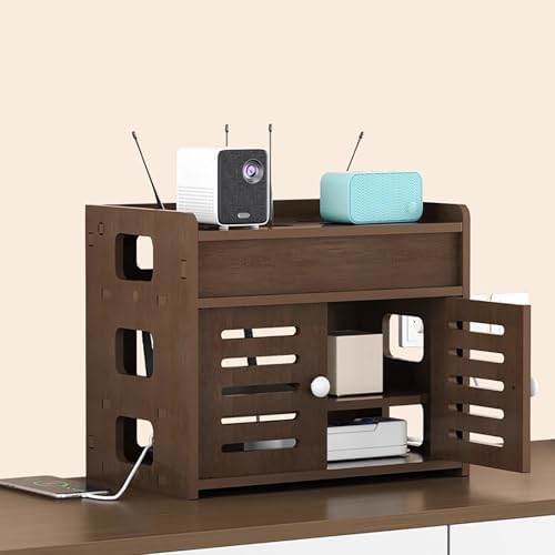 Boîte rangement routeur WiFi mural et décodeur TV avec porte d'armoire