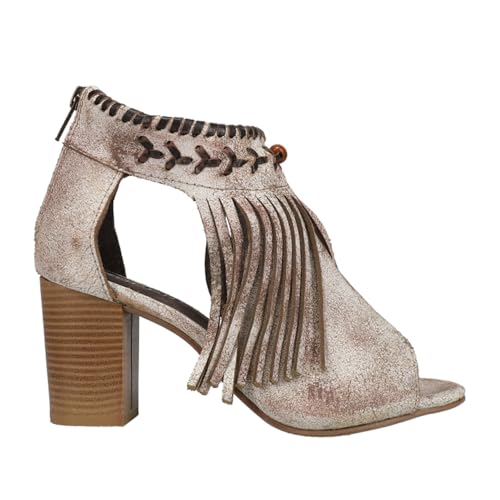 ROPER Womens Bettina Fringe Block Casual Sandals Casual High Heel 3' & Up - Beige - Size 10 B