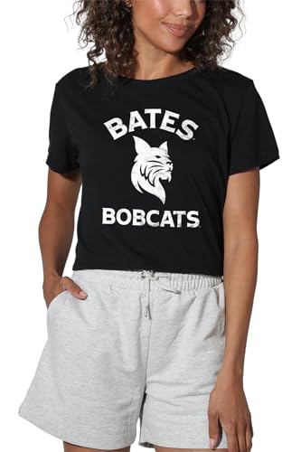 Bates College Official Bobcats Logo Women's Crop Top T-Shirt, Black, Medium