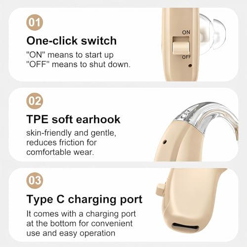 Image of Fastwell F27-2 Unit For Both Ear Rechargeable Hearing Aids for Adults with Hearing Loss, Mild To Moderate, Noise Reduction Ear Machine, (Gold-Pair) 1-Year Warranty