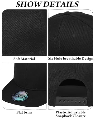 Image of 15 Pack Snapback Hats for Men Hip Hop Style Solid Baseball Hats Adjustable Snapback Cap Flat Brim Baseball Caps