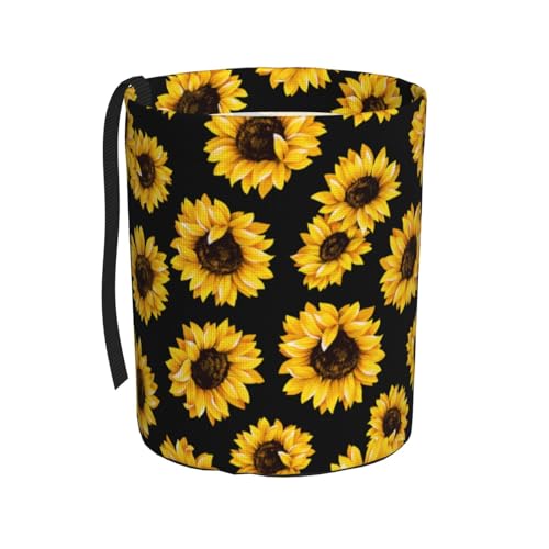 Image of Car Garbage Bag Abstract Yellow Sunflower Mini Car Trash Bin Portable Collapsible Waterproof Rubbish Bag for Car Accessories Back Front Seat Cup Holder