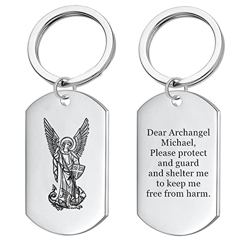 Pulseira de couro magnético católico com proteção de oração de Cristo Arcanjo de São Miguel, pulseira amuleto religiosa cristã de santo anjo, batizado, joia gravada personalizada para homens e mulheres, Prata, standar