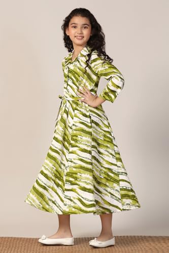 Image of Fashion Dream Girls Calf Length Abstract Printed Dress|Western Midi Dresses|Long Frock for Kids